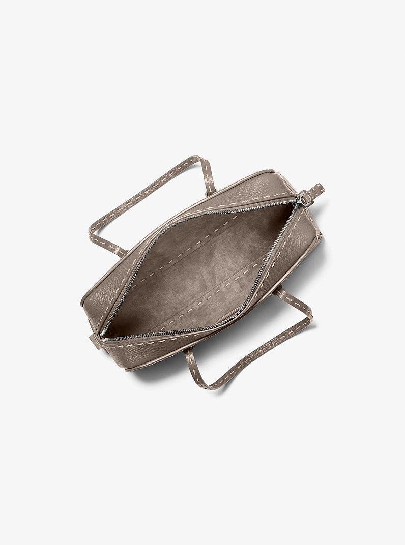 Roberta Hand-Stitched Pebbled Leather Satchel Mocha Mocha