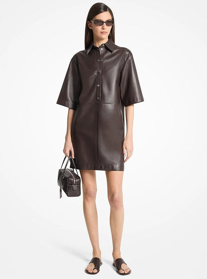 Roberta Hand-Stitched Pebbled Leather Satchel Chocolate Chocolate