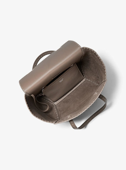 Sophia Hand-Stitched Pebbled Leather Satchel Mocha Mocha