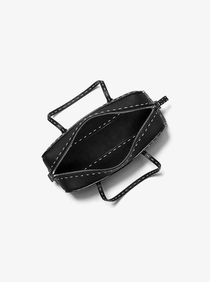 Roberta Hand-Stitched Pebbled Leather Satchel Black Black