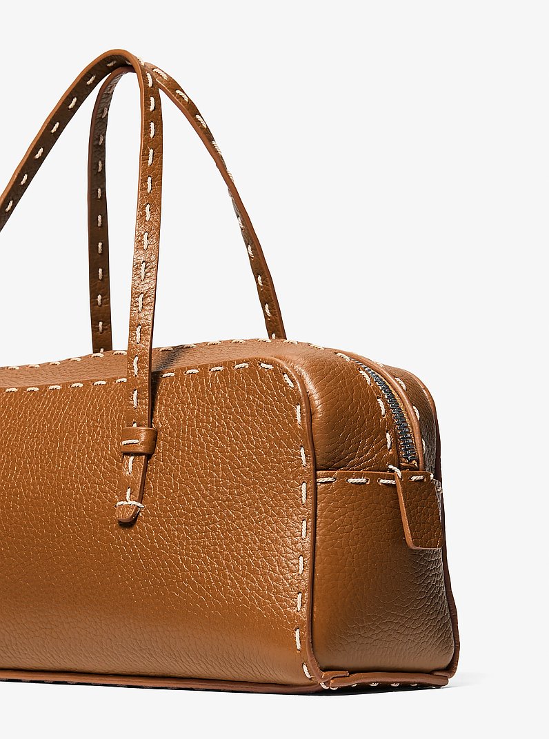 Roberta Hand-Stitched Pebbled Leather Satchel Cinnamon Cinnamon