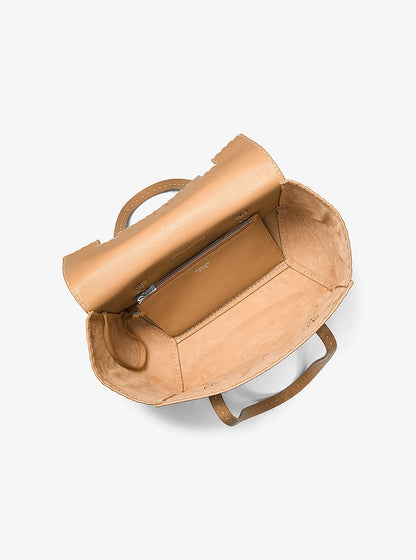 Sophia Hand-Stitched Pebbled Leather Satchel Peanut Peanut