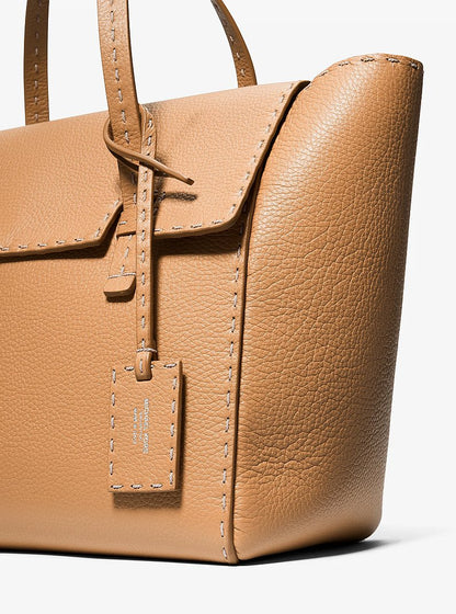 Sophia Hand-Stitched Pebbled Leather Satchel Peanut Peanut