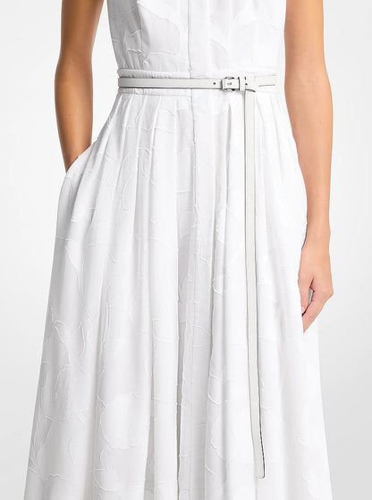 Michael Kors Caroyln Leather Waist Belt OPTIC WHITE