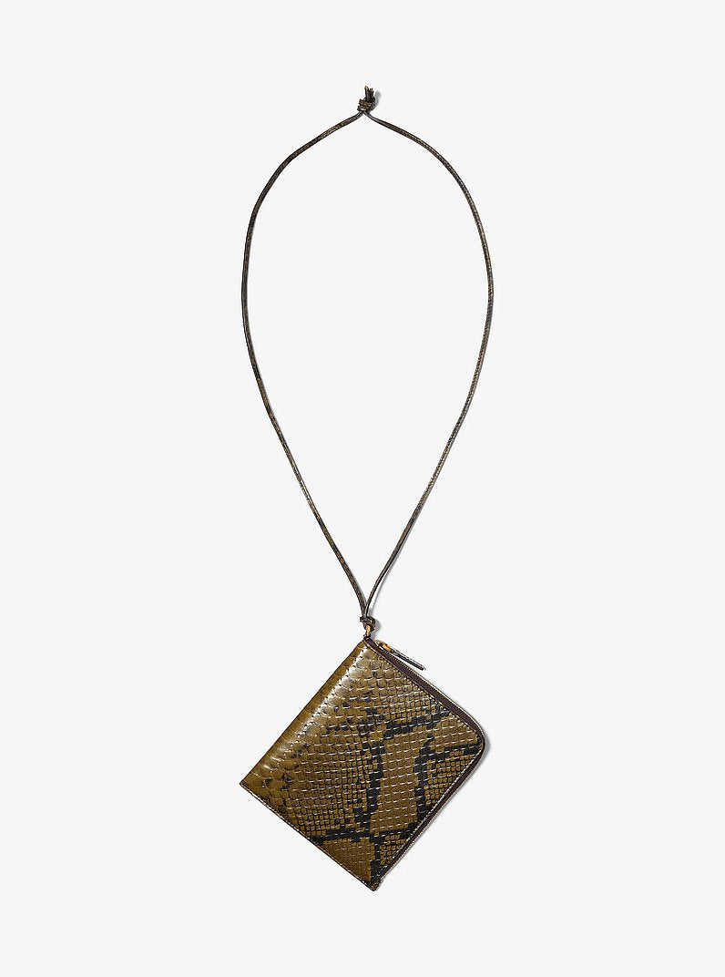 Michael Kors Aurelia Snake Embossed Leather Bag FENNEL