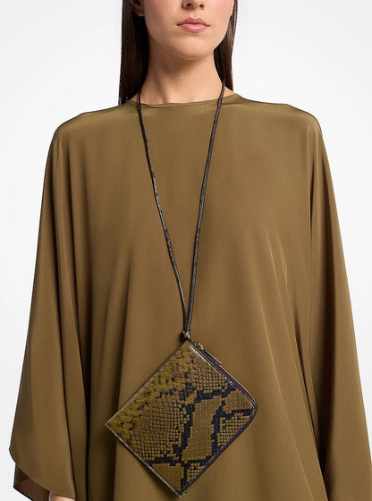 Michael Kors Aurelia Snake Embossed Leather Bag FENNEL