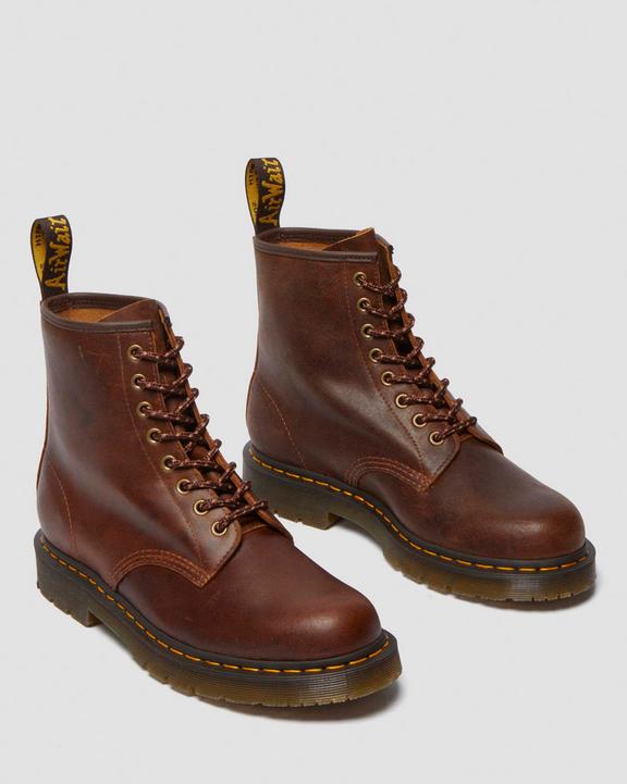 1460 Slip Resistant Leather Lace Up Boots - Dark Tan - Mens