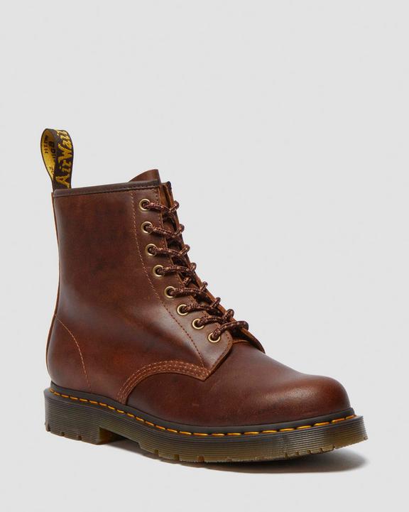 1460 Slip Resistant Leather Lace Up Boots - Dark Tan - Mens