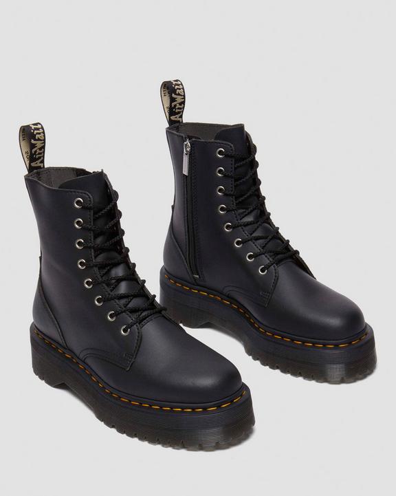 Dr. Martens Jadon Boot Genix Nappa Reclaimed Leather Platforms Black - Womens