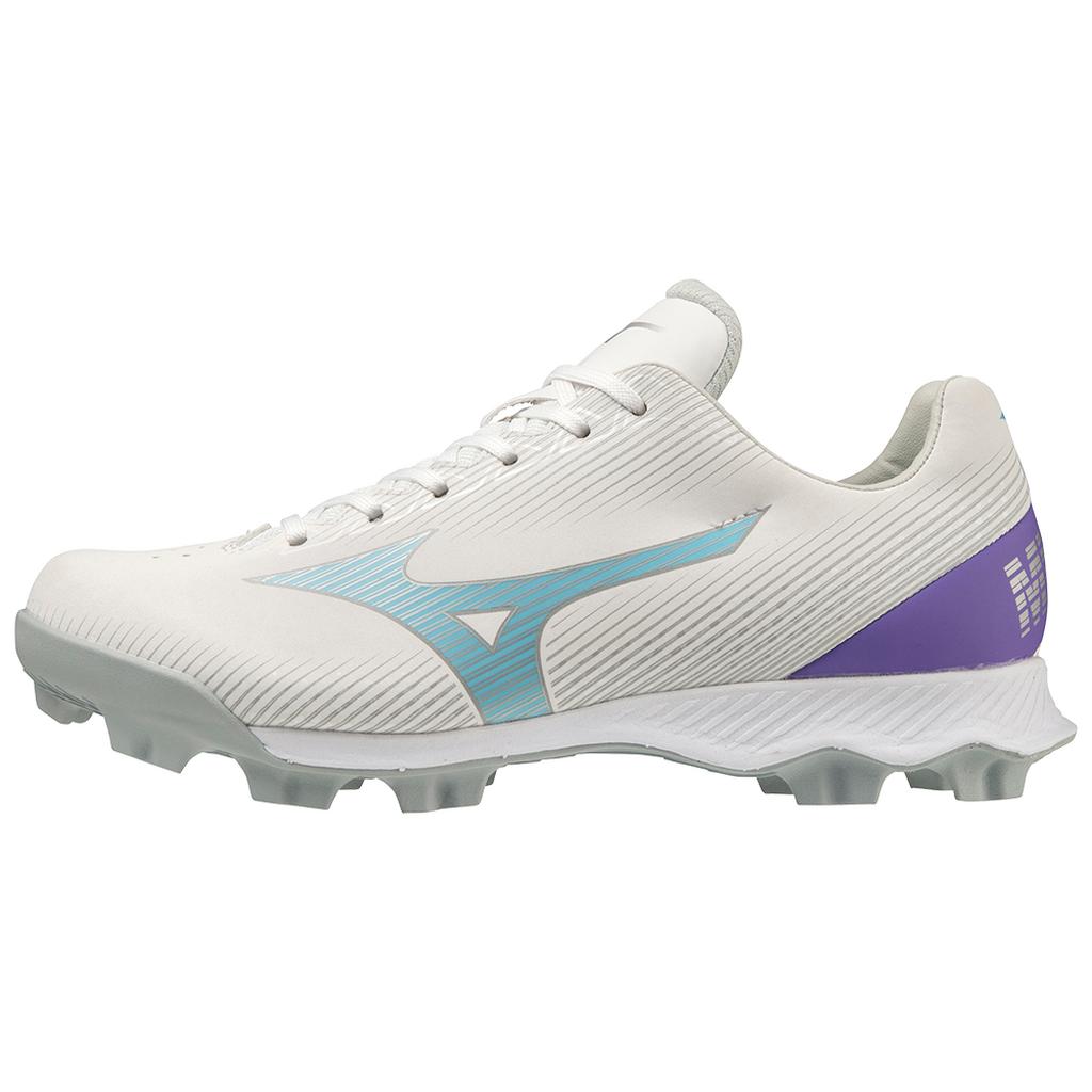 Mizuno Wave Finch Lightrevo Youth Girl S Molded Fastpitch Softball Cleat White Blue