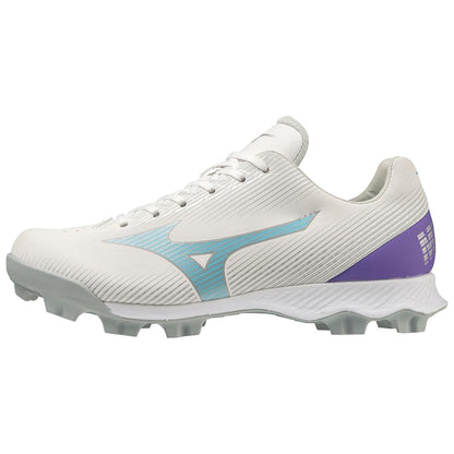 Mizuno Wave Finch Lightrevo Youth Girl S Molded Fastpitch Softball Cleat White Blue