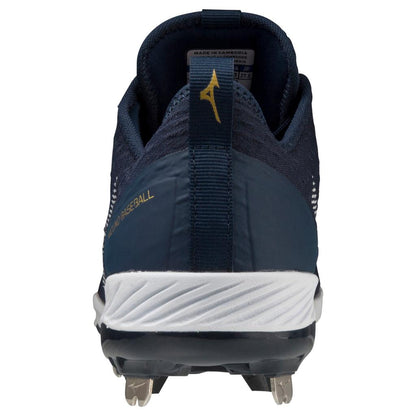 Mizuno Dominant 4 Low Men's Metal Baseball Cleat Navy White