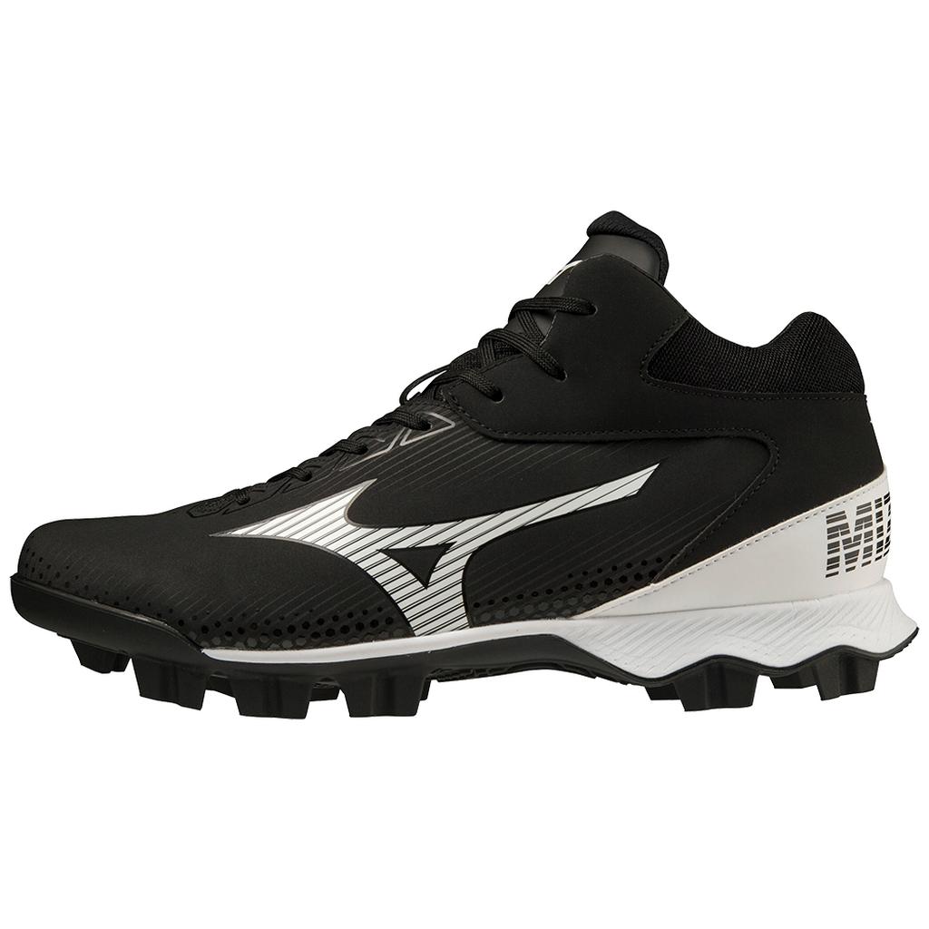 Mizuno Wave Lightrevo Tpu Men's Molded Mid Baseball Cleat Black White