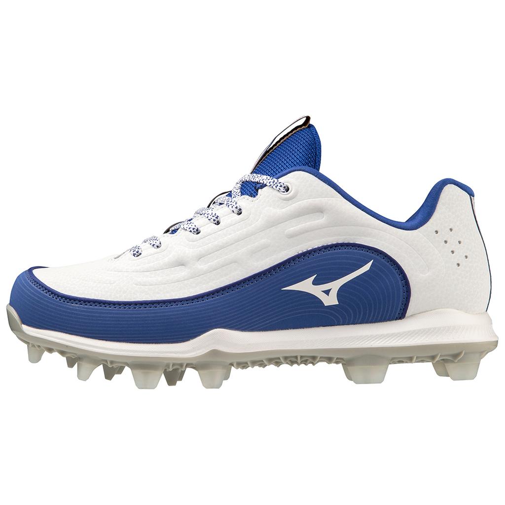 Mizuno 9 Spike Advanced Finch Elite 6 Low Women's Tpu Molded Fastpitch Softball Cleat White Royal