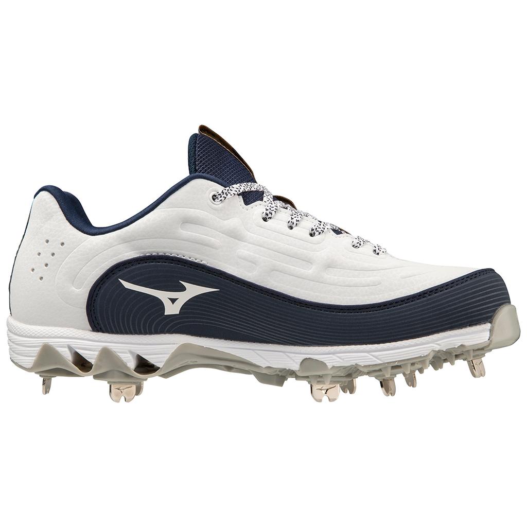 Mizuno 9 Spike Swift 8 Low Women's Metal Fastpitch Softball Cleat White Navy
