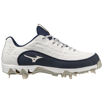 Mizuno 9 Spike Swift 8 Low Women's Metal Fastpitch Softball Cleat White Navy
