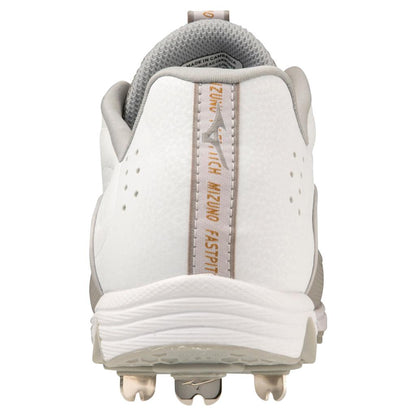 Mizuno 9 Spike Swift 8 Low Women's Metal Fastpitch Softball Cleat White Grey