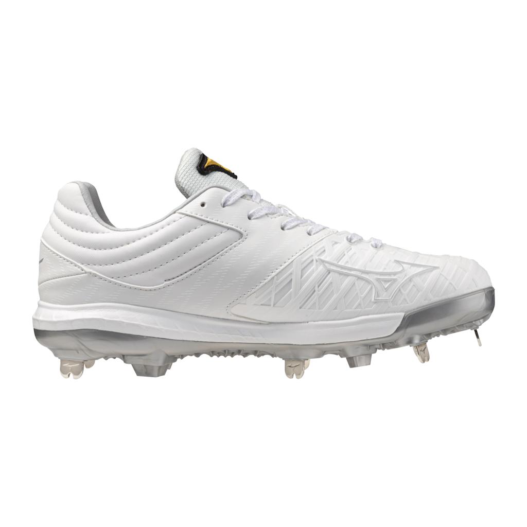 Mizuno Women's Pro Fp Low Metal Fastpitch Softball Cleat White Silver
