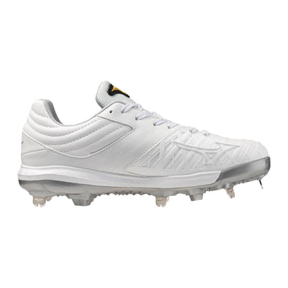 Mizuno Women's Pro Fp Low Metal Fastpitch Softball Cleat White Silver