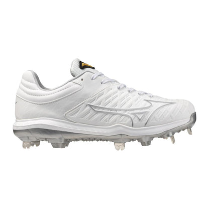 Mizuno Women's Pro Fp Low Metal Fastpitch Softball Cleat White Silver