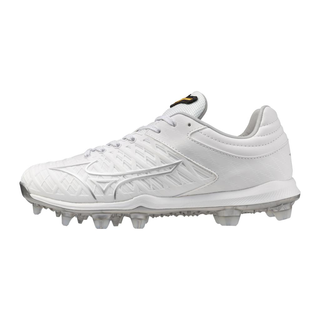 Mizuno Women's Pro Fp Low Tpu Fastpitch Softball Cleat White Silver