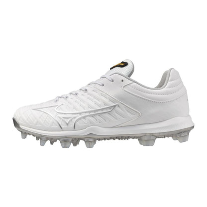 Mizuno Women's Pro Fp Low Tpu Fastpitch Softball Cleat White Silver