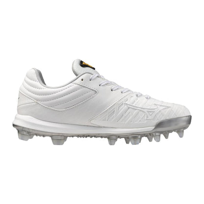 Mizuno Women's Pro Fp Low Tpu Fastpitch Softball Cleat White Silver