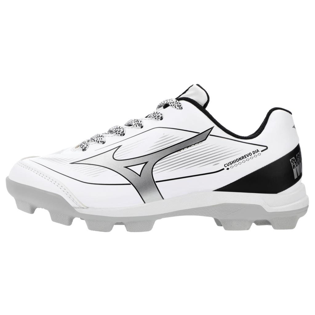 Mizuno Youth Cushionrevo Diamond Jr Low Baseball Cleat White Black