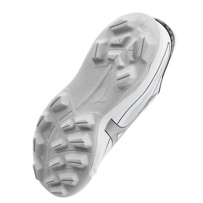 Mizuno Youth Cushionrevo Diamond Jr Low Baseball Cleat White Black