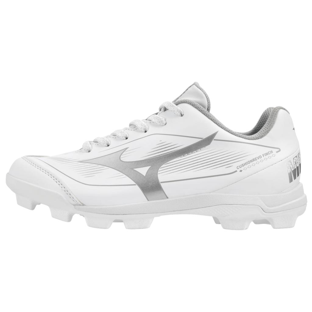 Mizuno Youth Cushionrevo Finch Jr Softball Cleat White Silver