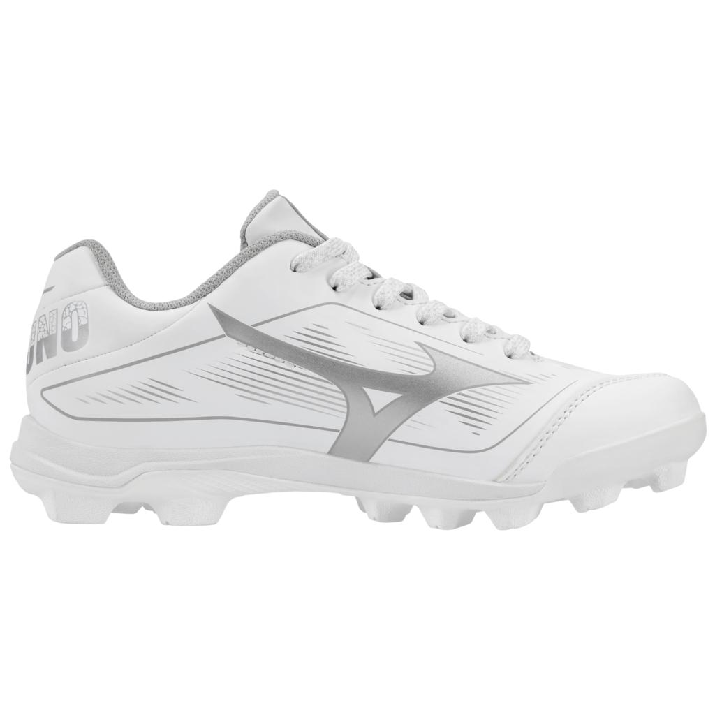 Mizuno Youth Cushionrevo Finch Jr Softball Cleat White Silver