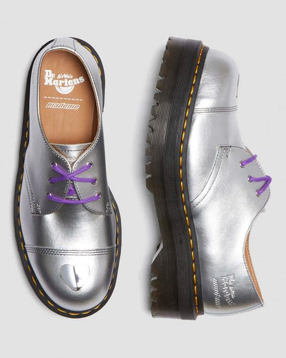 Dr. Martens 1461 Platform Mademe Leather Oxford Shoes Silver - Womens