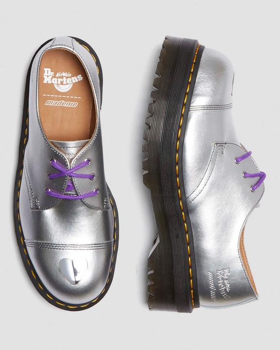 Dr. Martens 1461 Platform Mademe Leather Oxford Shoes Silver - Womens