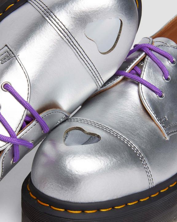 Dr. Martens 1461 Platform Mademe Leather Oxford Shoes Silver - Womens
