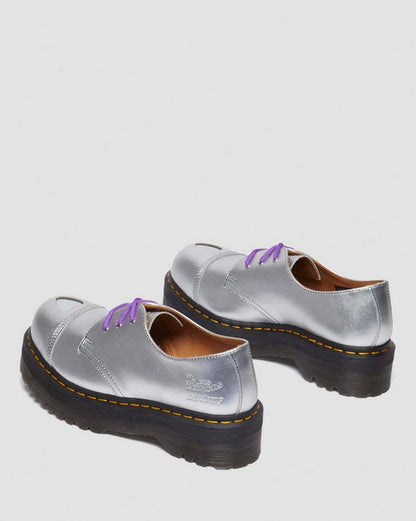 Dr. Martens 1461 Platform Mademe Leather Oxford Shoes Silver - Womens