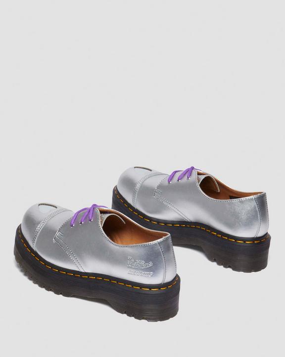 Dr. Martens 1461 Platform Mademe Leather Oxford Shoes Silver - Womens