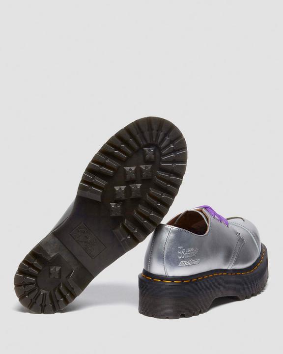 Dr. Martens 1461 Platform Mademe Leather Oxford Shoes Silver - Womens