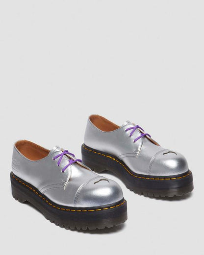 Dr. Martens 1461 Platform Mademe Leather Oxford Shoes Silver - Womens