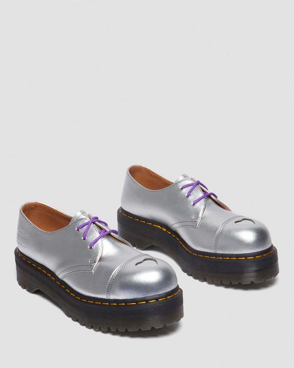 Dr. Martens 1461 Platform Mademe Leather Oxford Shoes Silver - Womens