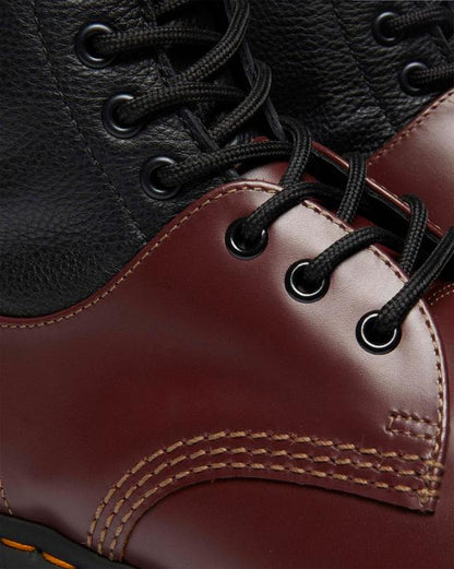 Dr. Martens 1460 / 1461 Mm6 Steel Toe Leather Boots Black+Oxblood - Mens