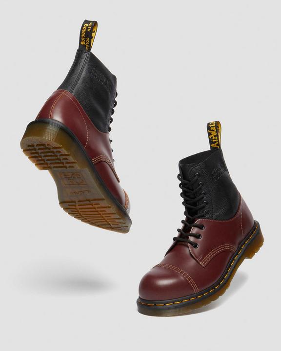 Dr. Martens 1460 / 1461 Mm6 Steel Toe Leather Boots Black+Oxblood - Mens