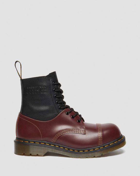 Dr. Martens 1460 / 1461 Mm6 Steel Toe Leather Boots Black+Oxblood - Mens