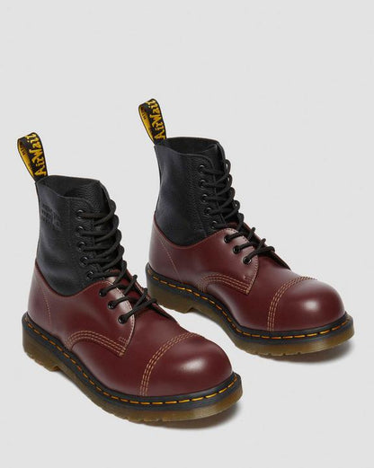 Dr Martens 1460 / 1461 Mm6 Steel Toe Leather Boots - Black+Oxblood
