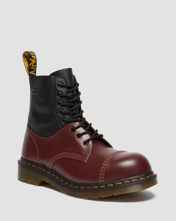 Dr. Martens 1460 / 1461 Mm6 Steel Toe Leather Boots Black+Oxblood - Womens
