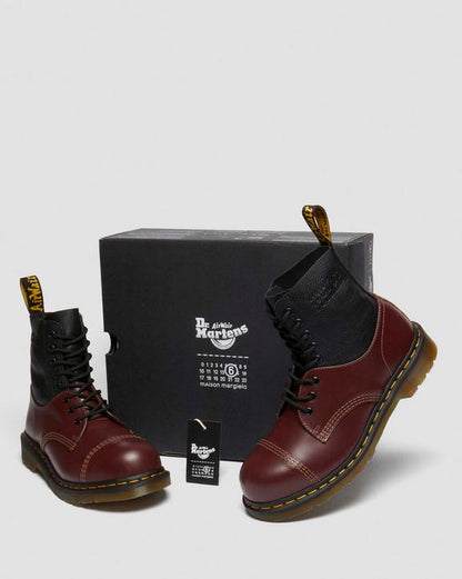 Dr. Martens 1460 / 1461 Mm6 Steel Toe Leather Boots Black+Oxblood - Mens