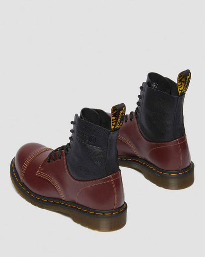 Dr. Martens 1460 / 1461 Mm6 Steel Toe Leather Boots Black+Oxblood - Mens