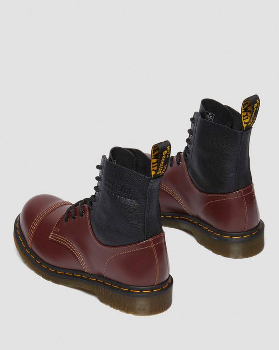 Dr. Martens 1460 / 1461 Mm6 Steel Toe Leather Boots Black+Oxblood - Mens