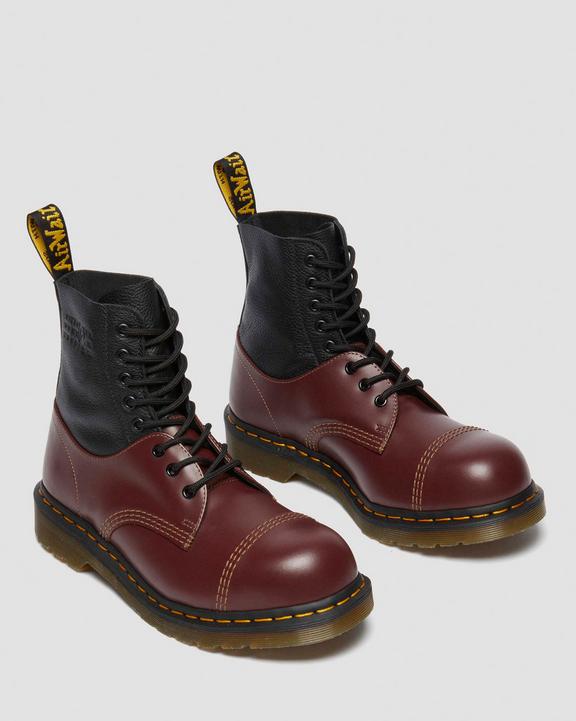 Dr. Martens 1460 / 1461 Mm6 Steel Toe Leather Boots Black+Oxblood - Mens