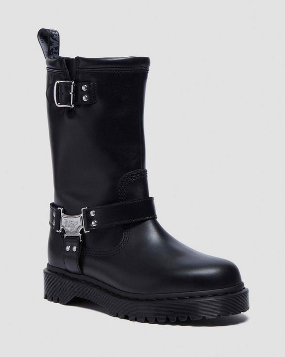 Dr. Martens Anistone Hi Leather Biker Boots Black - Womens