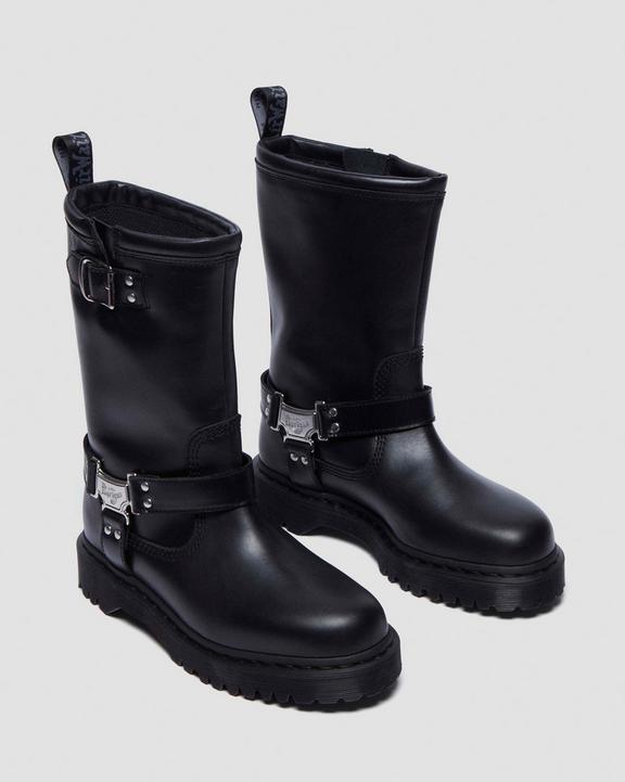 Dr. Martens Anistone Hi Leather Biker Boots Black - Womens